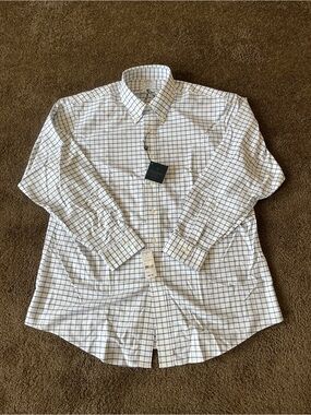 NWT Brooks Brothers Regent 17.5 35 Blue Windowpane Supima Cotton Dress Shirt